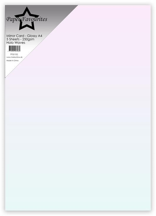 Paper Favourites mirror card glossy holo waves A4 250g